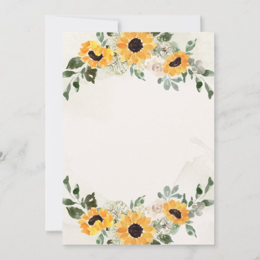 Rustige zonnebloem | Eenvoudige Waterverf bruiloft Kaart (Achterkant)
