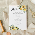 Rustige zonnebloem | Eenvoudige Waterverf bruiloft Menu<br><div class="desc">Deze prachtige en rustige trouwmenu's zijn voorzien van waterverf bohemen-bohse bouquets van gouden gele zonnebloemen en groene botanische bladeren met boho-casual scripttypografie,  op een witte achtergrond met warme,  neutrale kleurvlekken van de waterverf.</div>