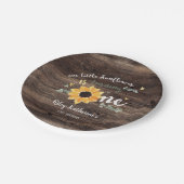 Rustige zonnebloem, eerste verjaardag Floral Papieren Bordje (Gekanteld)