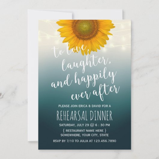 Rustige zonnebloem Elegant Blauwgroen repetitief d Kaart (Voorkant)