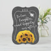 Rustige zonnebloem Elegant Chalkboard Wedding Kaart (Staand voorkant)