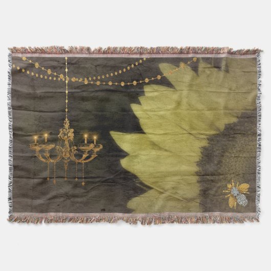 Rustige zonnebloem Elegant Glitter Bee Deken (Voorkant)