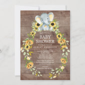 Rustige zonnebloem en Baby Elefant Baby shower Kaart (Voorkant)