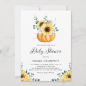 Rustige zonnebloem en Baby shower van pompoenHerfs Kaart (Voorkant)
