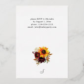 Rustige zonnebloem en Bourgogne Thanksgiving Folie Uitnodiging (Achterkant)