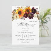 Rustige zonnebloem en Bourgogne Thanksgiving Kaart (Staand voorkant)