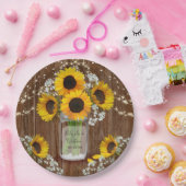 Rustige zonnebloem en marenhuwelijk papieren bordje (Feest)