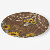 Rustige zonnebloem en marenhuwelijk papieren bordje (Gekanteld)