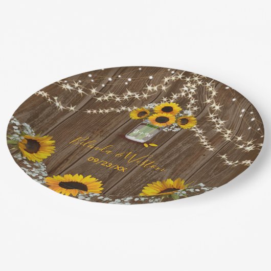 Rustige zonnebloem en marenhuwelijk papieren bordje (Gekanteld)