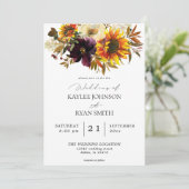 Rustige zonnebloem en Paarse bloemen Kaart (Staand voorkant)