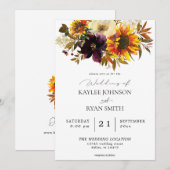 Rustige zonnebloem en Paarse bloemen Kaart (Voorkant / Achterkant)