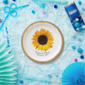Rustige zonnebloem en rond bruiloft papieren bordje (Feest)