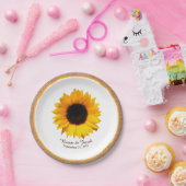 Rustige zonnebloem en rond bruiloft papieren bordje (Feest)