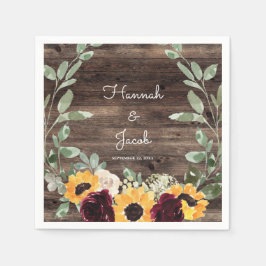 Rustige zonnebloem en Rozen houtwuwpapier Servet