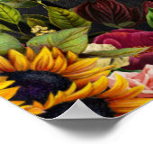 Rustige zonnebloem en rozen trouwwelkomstbord poster (Hoek)