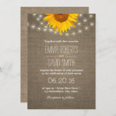 Rustige zonnebloem en strijklampjes rond het huwel kaart (Voorkant / Achterkant)
