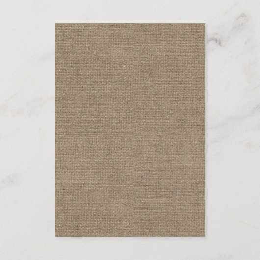 Rustige zonnebloem en tapelucht Burlap-ontvangst Informatiekaartje (Achterkant)