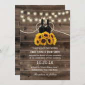 Rustige zonnebloem en wijnflesje Landbruiloft Kaart (Voorkant / Achterkant)