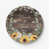 Rustige zonnebloem Eucalyptus Barn Wood Papieren Bordje (Voorkant)