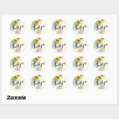Rustige zonnebloem Eucalyptus Birthday Dank je Ronde Sticker (Vel)