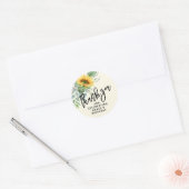 Rustige zonnebloem Eucalyptus Birthday Dank je Ronde Sticker (Envelop)