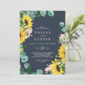 Rustige zonnebloem Eucalyptus | Casual marinebruil Kaart (Staand voorkant)