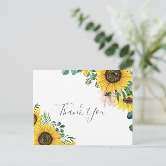 Rustige zonnebloem Eucalyptus Dank u Briefkaart (Staand voorkant)