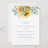 Rustige zonnebloem Eucalyptus Elegant Wedding Kaart (Voorkant)