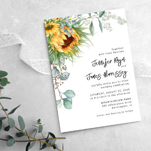 Rustige zonnebloem Eucalyptus Floral Wedding Kaart