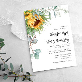 Rustige zonnebloem Eucalyptus Floral Wedding Kaart