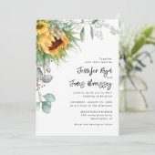 Rustige zonnebloem Eucalyptus Floral Wedding Kaart (Staand voorkant)