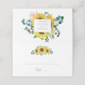 Rustige zonnebloem Eucalyptus Folded Wedding Plaatskaartje (Buitenkant ongevouwen)