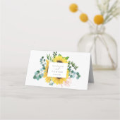 Rustige zonnebloem Eucalyptus Folded Wedding Plaatskaartje (Achterkant)