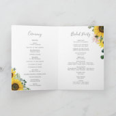 Rustige zonnebloem Eucalyptus Folded Wedding Programma (Binnen)