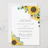 Rustige zonnebloem Eucalyptus Formele bruiloft Kaart (Voorkant)