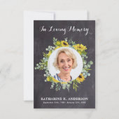 Rustige zonnebloem Eucalyptus Fotosympathie begraf Bedankkaart (Voorkant)