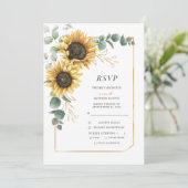 Rustige zonnebloem Eucalyptus Geometric RSVP Card Kaart (Staand voorkant)