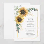 Rustige zonnebloem Eucalyptus Geometric RSVP Card Kaart (Voorkant / Achterkant)
