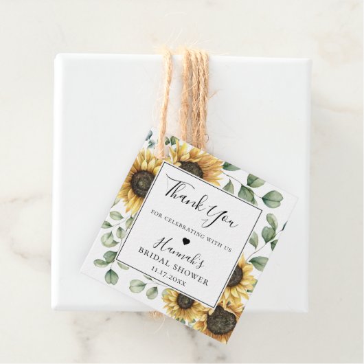 Rustige zonnebloem Eucalyptus Hartelijk dank Bedankjes Labels (In situ)