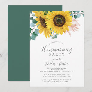 Rustige Zonnebloem Eucalyptus Housewarming Party Kaart