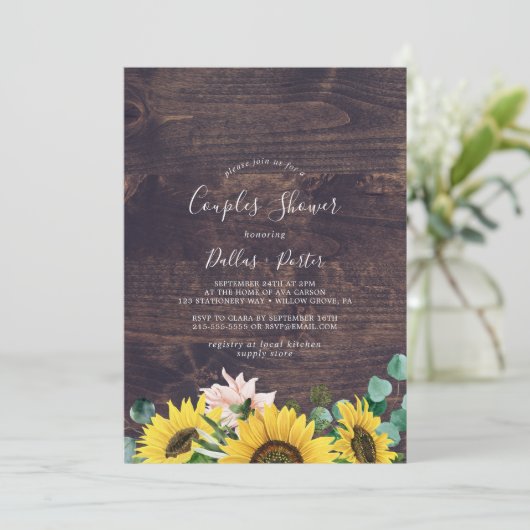 Rustige zonnebloem Eucalyptus | Houtcoupeschower Kaart (Staand voorkant)