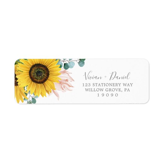 Rustige zonnebloem Eucalyptus Return Address Label (Voorkant)