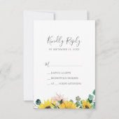 Rustige zonnebloem Eucalyptus Simple RSVP-kaart RSVP Kaartje (Voorkant)