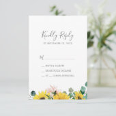 Rustige zonnebloem Eucalyptus Simple RSVP-kaart RSVP Kaartje (Staand voorkant)