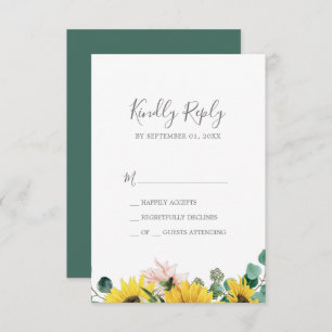 Rustige zonnebloem Eucalyptus Simple RSVP-kaart RSVP Kaartje