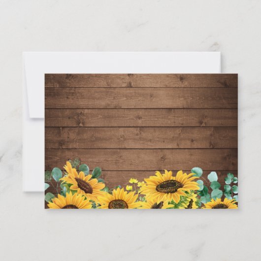 Rustige zonnebloem Eucalyptus String Lights Weddin RSVP Kaartje (Achterkant)