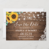 Rustige zonnebloem Eucalyptus String Lights Weddin Save The Date (Voorkant)