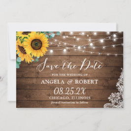 Rustige zonnebloem Eucalyptus String Lights Weddin Save The Date