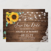 Rustige zonnebloem Eucalyptus String Lights Weddin Save The Date (Voorkant / Achterkant)
