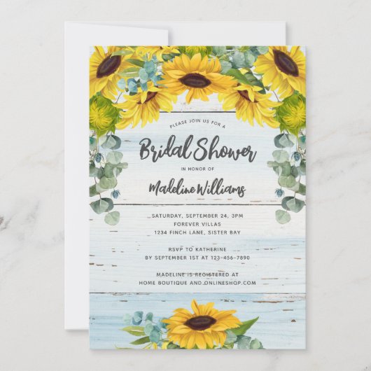 Rustige zonnebloem Eucalyptus Vrijgezellenfeest va Kaart (Voorkant)